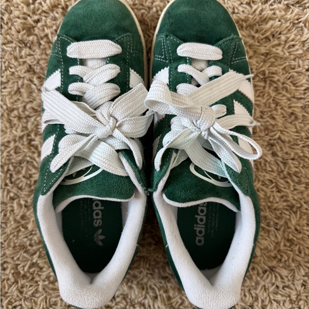Adidas Campus Green and White Sneakers